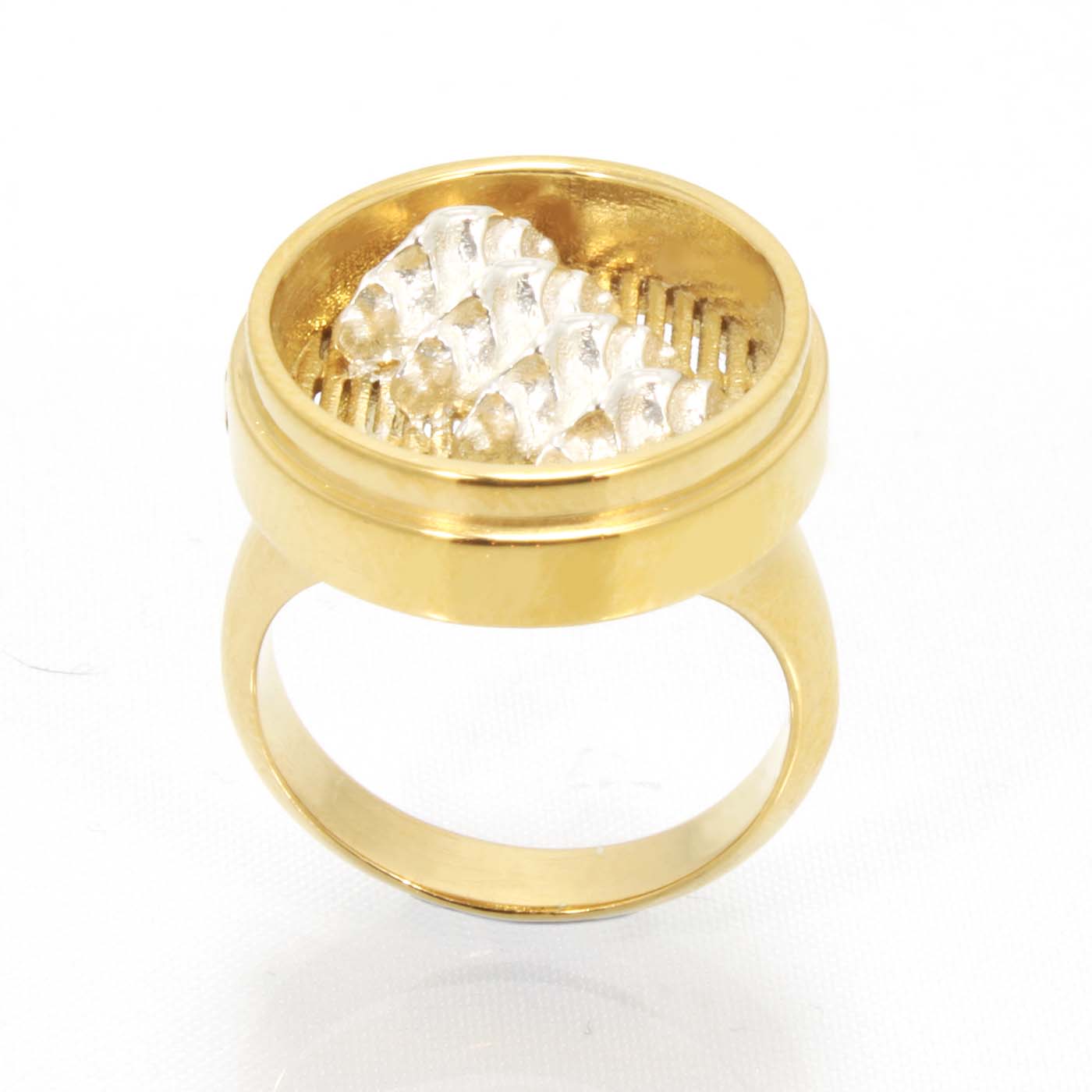 Dumpling Ring in Sterling Silver & 24ct Gold Plate